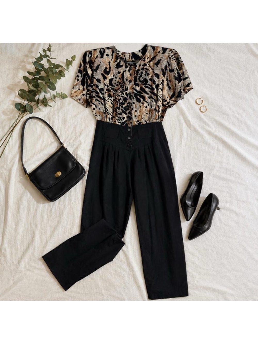 Vintage Jil Mykels Animal Print Rayon Jumpsuit Made in USA